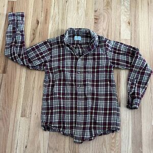 Class Club boys button‎ down 14/16 red blue beige plaid cotton formal shirt